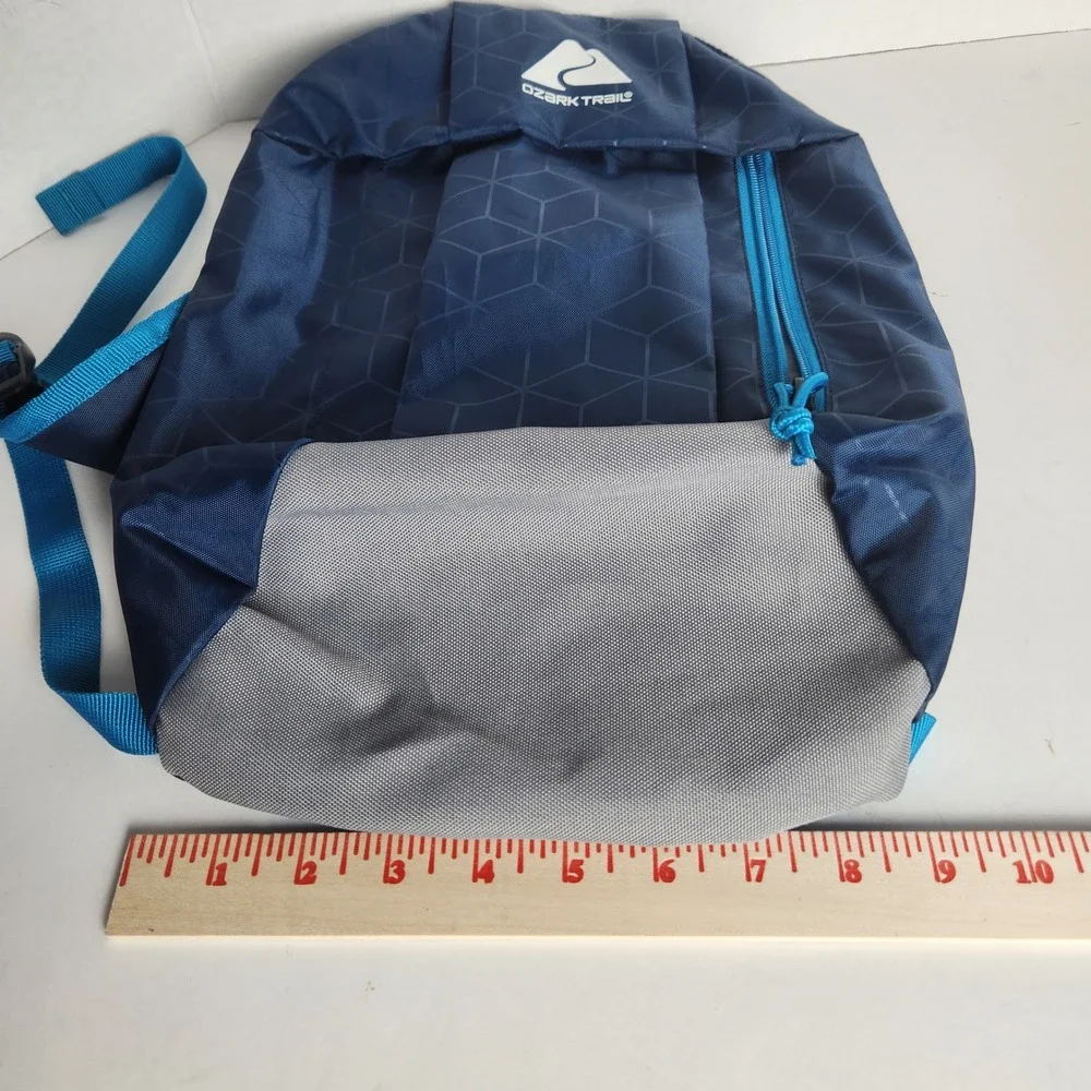 Ozark Trail Navy Blue Geometric Lightweight Hiking Backpack‎ Daypack Small